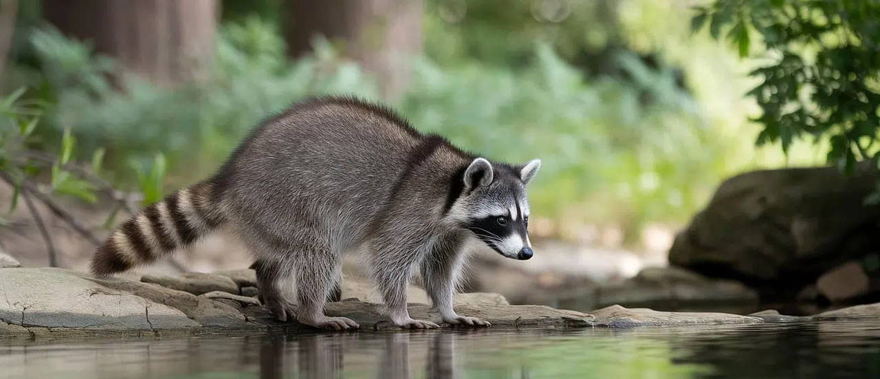 raccoon in creek